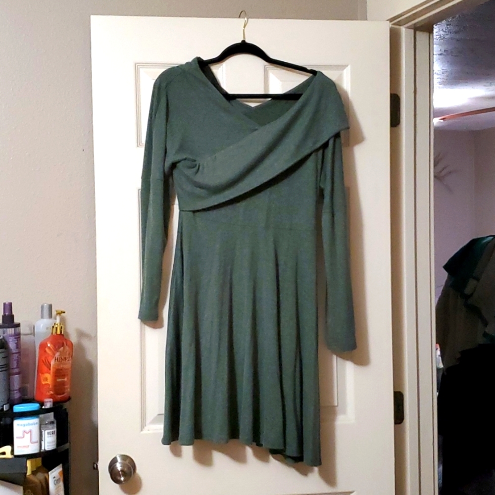 Green dress with cross detail